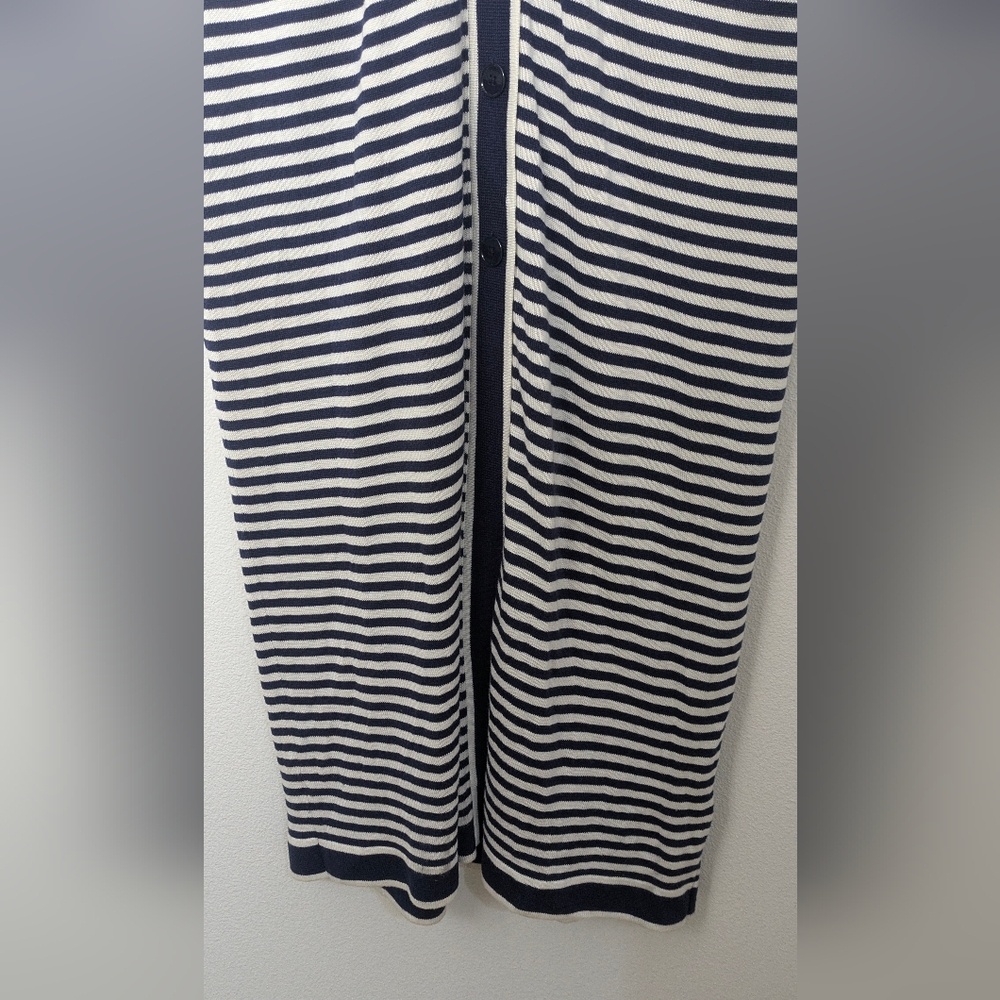 NWT Lauren Ralph Lauren Long Striped Silk Blend Cardigan Navy Nautical Size L - Picture 14 of 16
